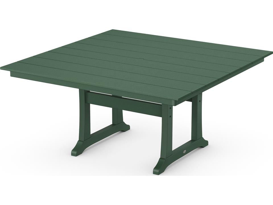 POLYWOOD Farmhouse Trestle Square 59-Inch Dining Table in Slate Grey
