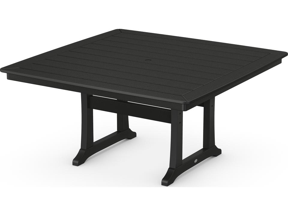 POLYWOOD Nautical Trestle 59-Inch Square Outdoor Dining Table in Slate Grey