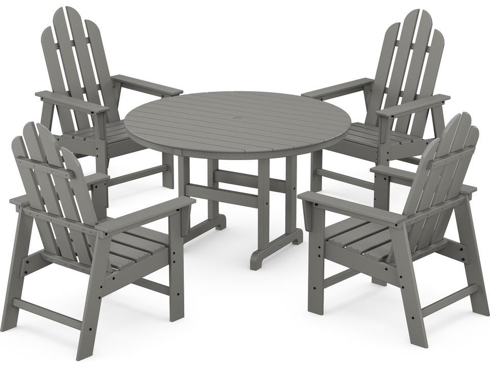 POLYWOOD Long Island 5-Piece Round Dining Set All-Weather Recycled Plastic