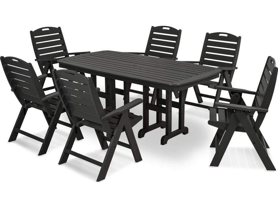 Nautical Recycled HDPE Plastic 7 Piece Dining Set