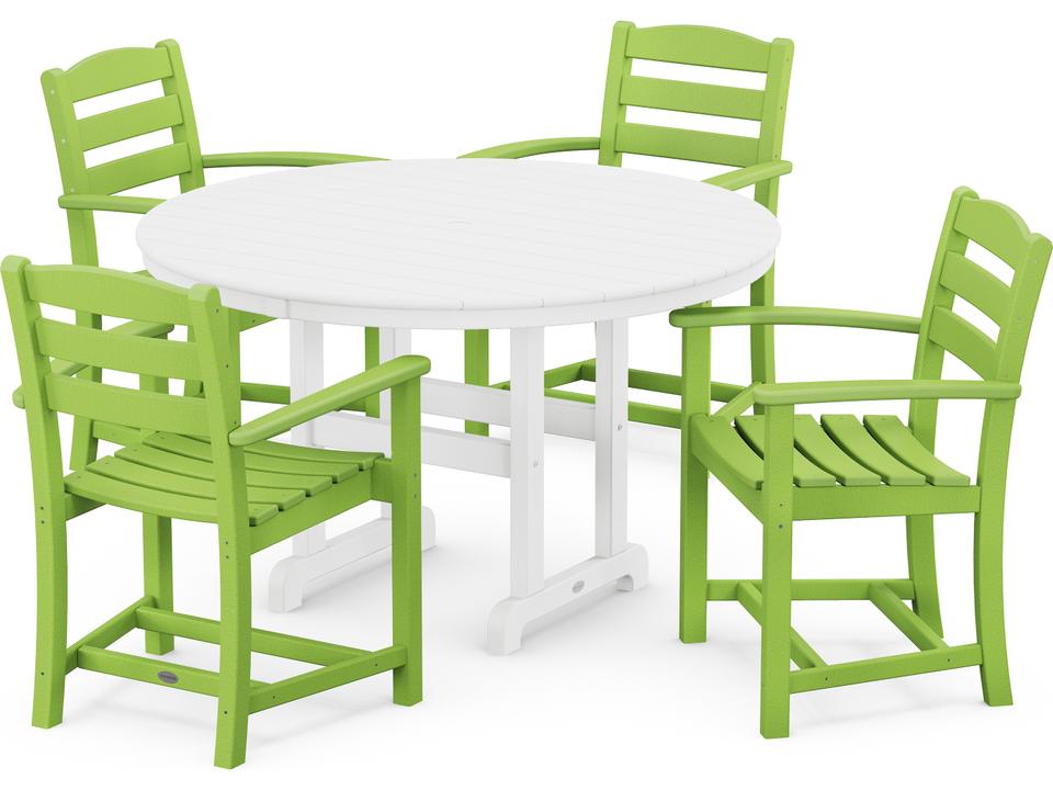 La Casa Cafe 5 Piece Round Dining Set with Recycled Plastic