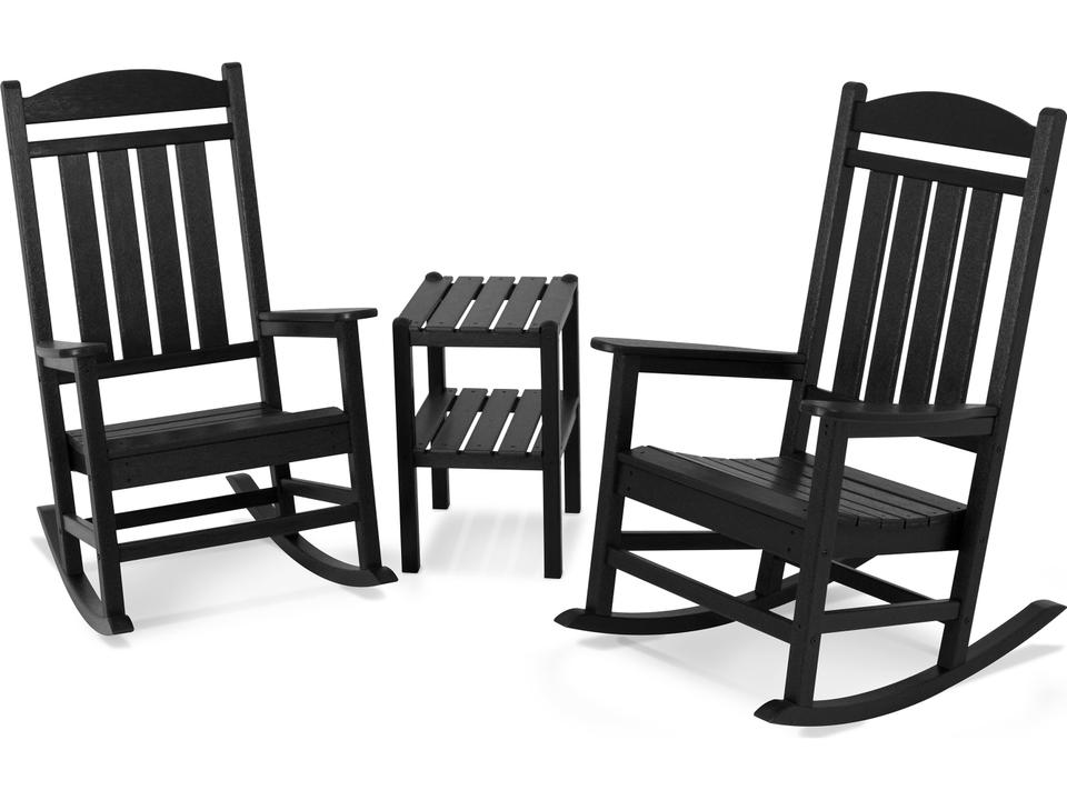 POLYWOOD Presidential 3-Piece All-Weather HDPE Rocker Set in Slate Grey