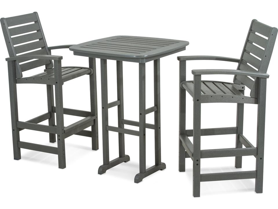 POLYWOOD Signature 3-Piece Outdoor Bar Set in Recycled Plastic