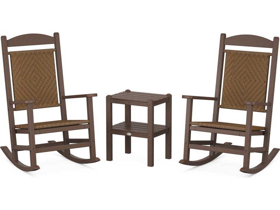POLYWOOD Presidential Woven Rocker 3-Piece Outdoor Lounge Set HDPE in Slate Grey