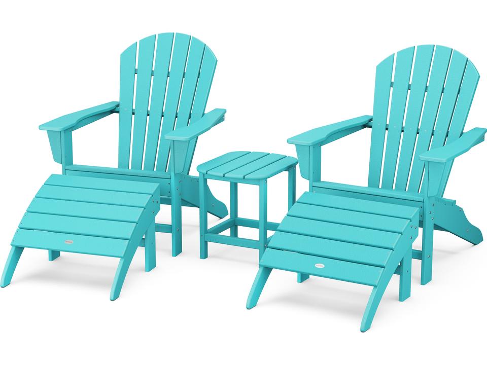 POLYWOOD South Beach Recycled Plastic 5 Piece Adirondack Outdoor Lounge Set All-Weather