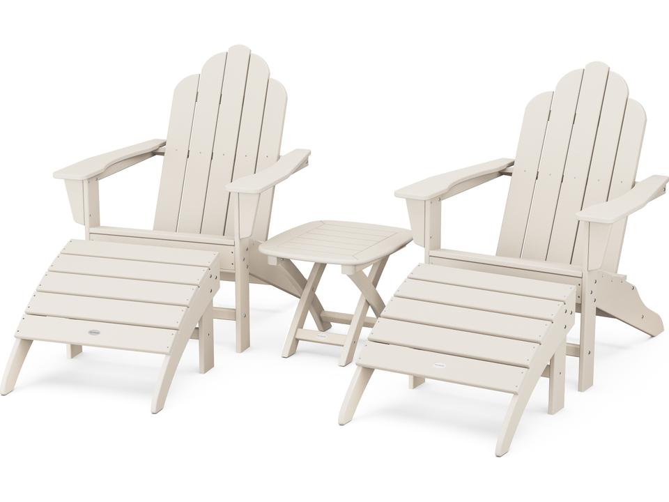 POLYWOOD Long Island Adirondack 3-Piece Set with Nautical Side Table All-Weather Recycled Plastic