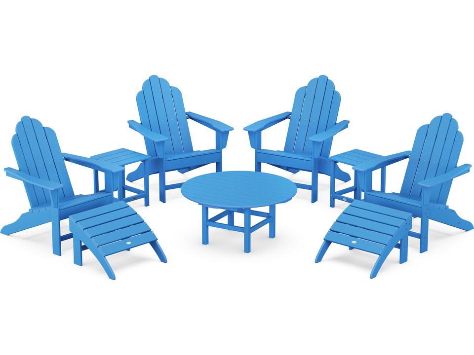POLYWOOD Long Island Adirondack 9-Piece Recycled Plastic Outdoor Conversation Group