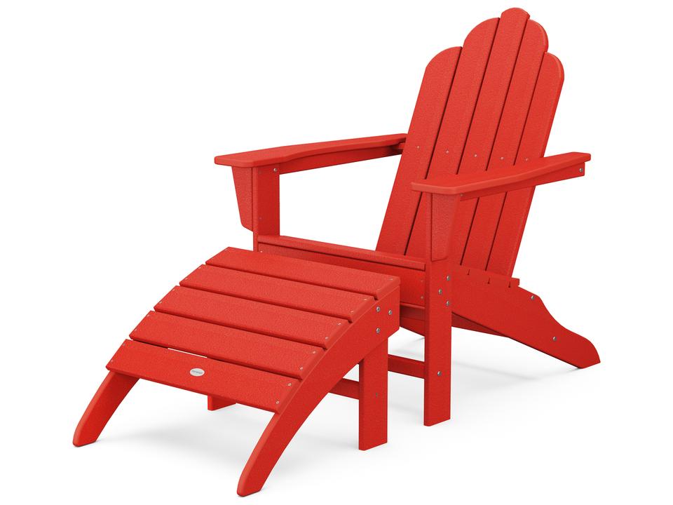POLYWOOD Long Island Adirondack Recycled Plastic 2-Piece Set with Ottoman