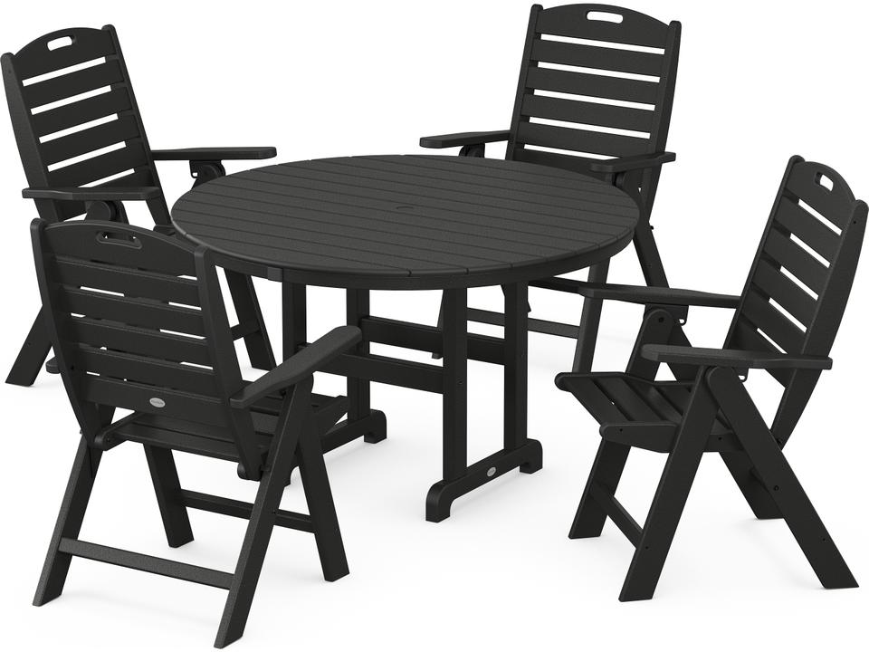 POLYWOOD 5-Piece Nautical Recycled Plastic Outdoor Dining Set in Slate Grey