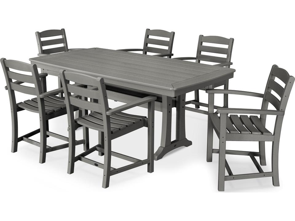 La Casa Cafe 7 Piece Recycled Plastic Dining Set in Black