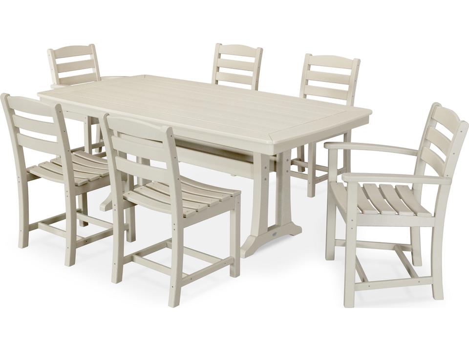 La Casa Cafe Recycled Plastic 7 Piece Patio Dining Set in White