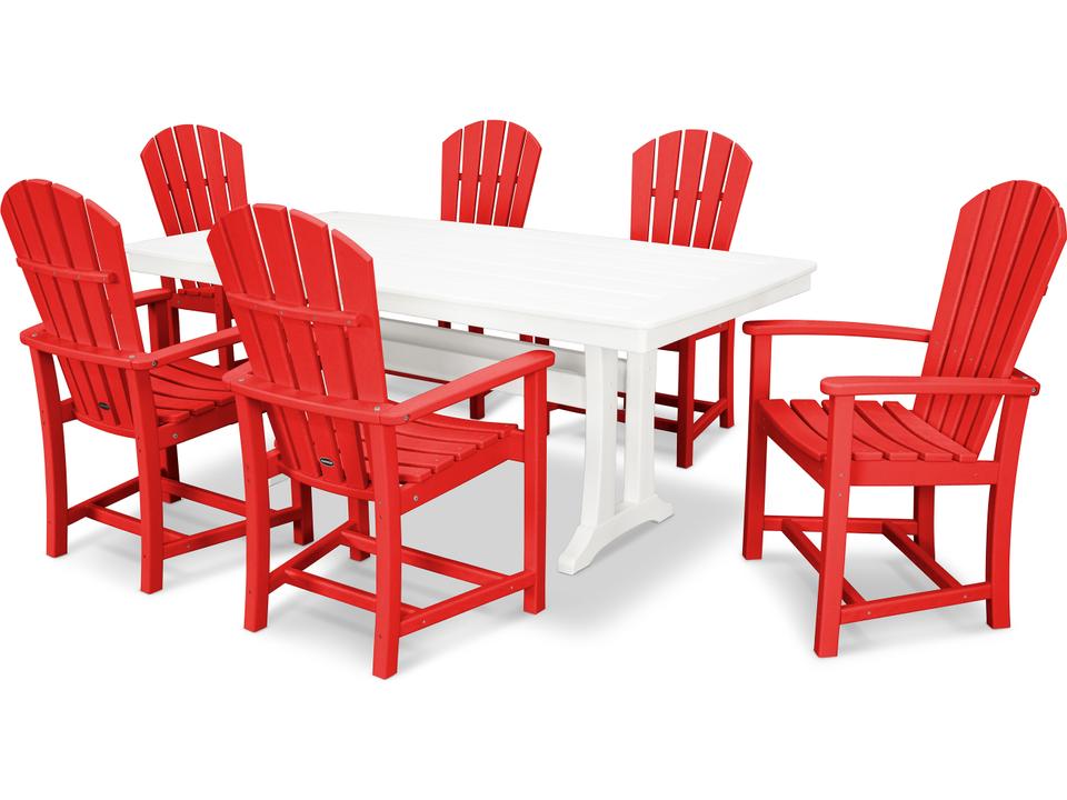 POLYWOOD Palm Coast 7-Piece Rectangle 73-Inch Dining Set in Recycled Plastic