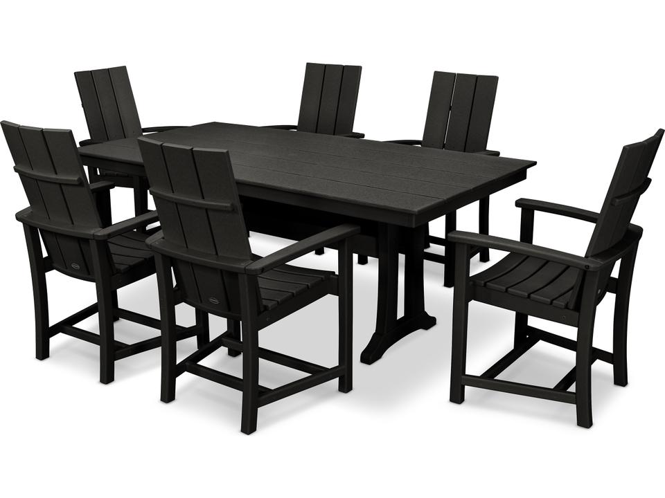 POLYWOOD Modern Adirondack 7 Piece Farmhouse Dining Set in Slate Grey