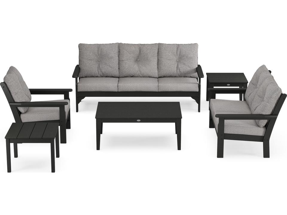 POLYWOOD Vineyard 6-Piece Deep Seating Outdoor Lounge Set with Cushions