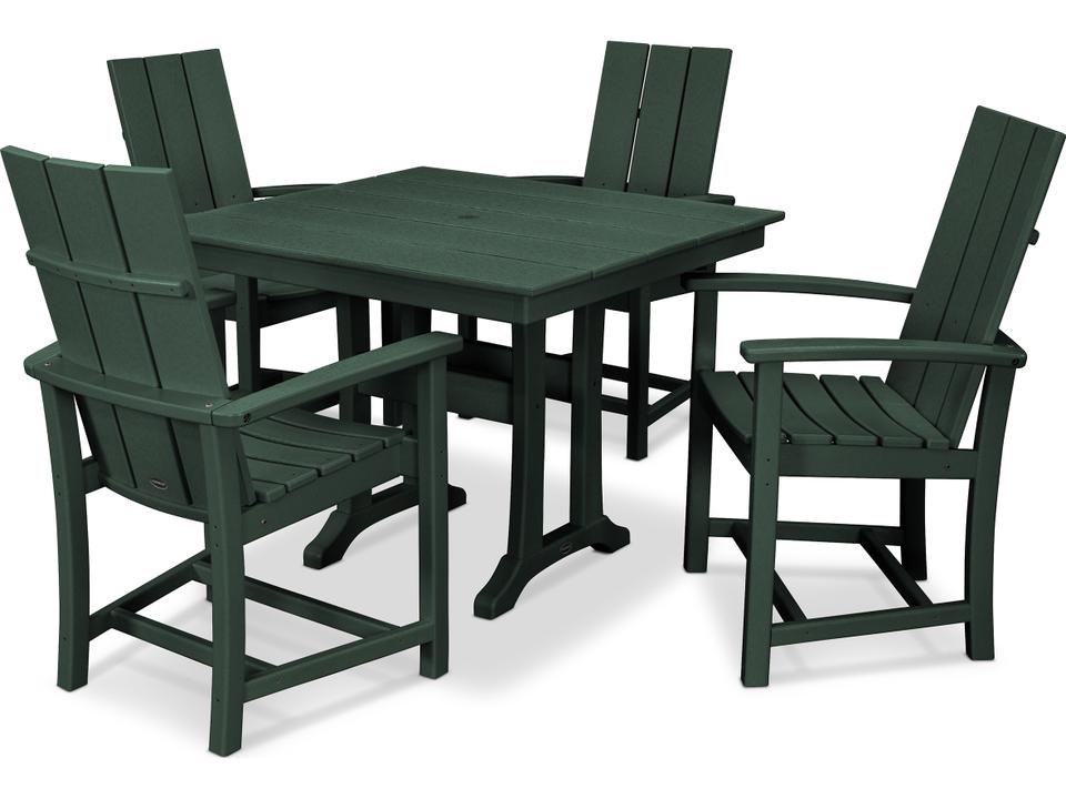 POLYWOOD Modern Adirondack 5-Piece Round Farmhouse Dining Set