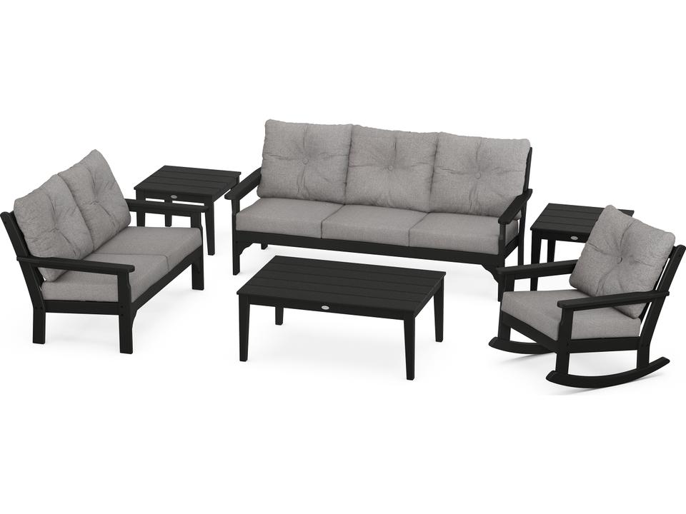 POLYWOOD Vineyard 6-Piece Deep Seating Outdoor Lounge Set in Recycled HDPE Lumber