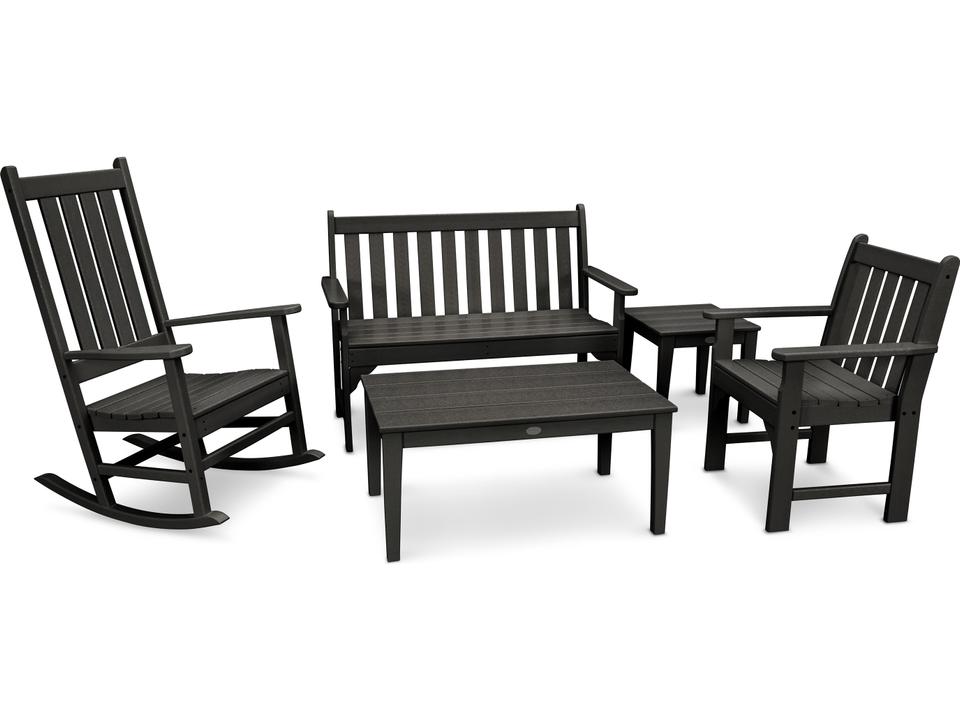 POLYWOOD Vineyard 5-Piece All-Weather Recycled Plastic Outdoor Furniture Set