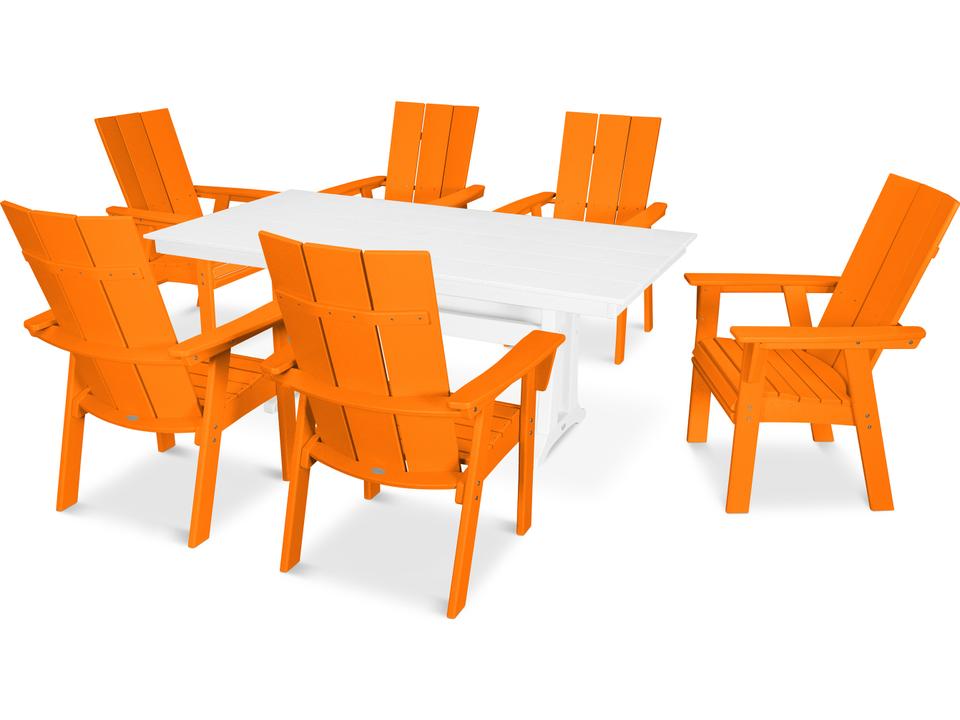 POLYWOOD Modern Farmhouse 7 Piece Outdoor Dining Set Recycled Plastic All Weather