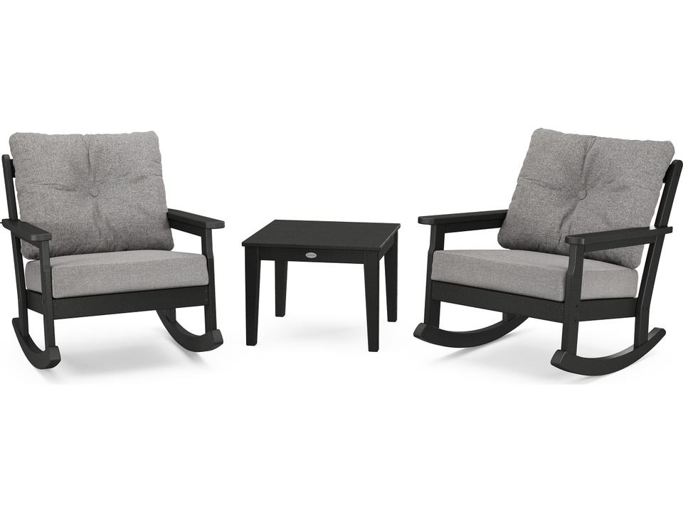 POLYWOOD Vineyard 3-Piece Deep Seating Rocker Set Recycled Plastic