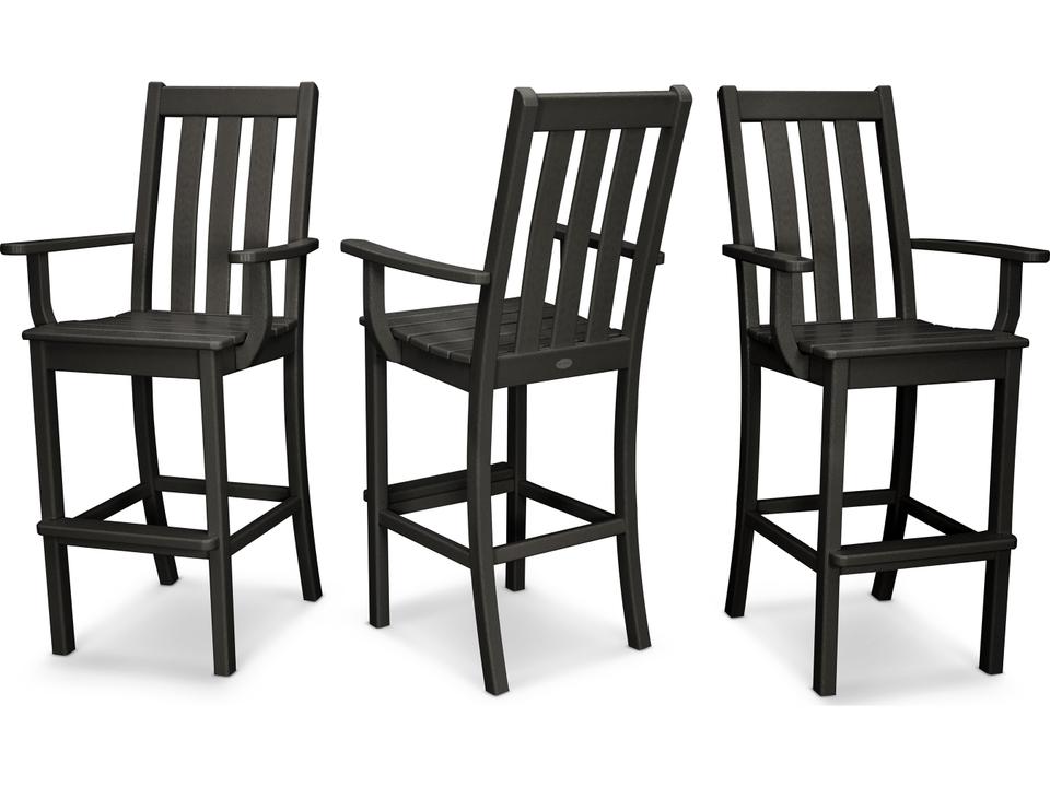 Vineyard Recycled Plastic 3 Pack Patio Bar Arm Chair