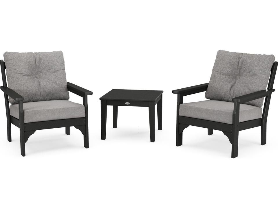 POLYWOOD Vineyard 3-Piece Deep Seating Set with Performance Fabric Cushions
