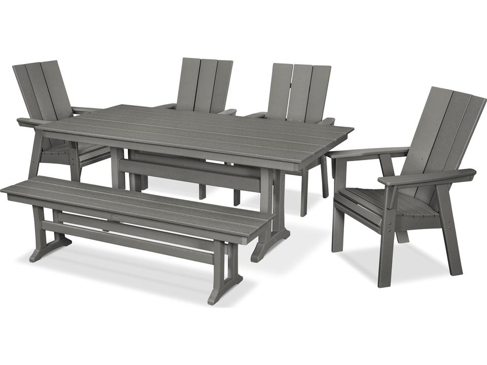 POLYWOOD Modern Farmhouse 6-Piece Outdoor Dining Set Recycled Plastic