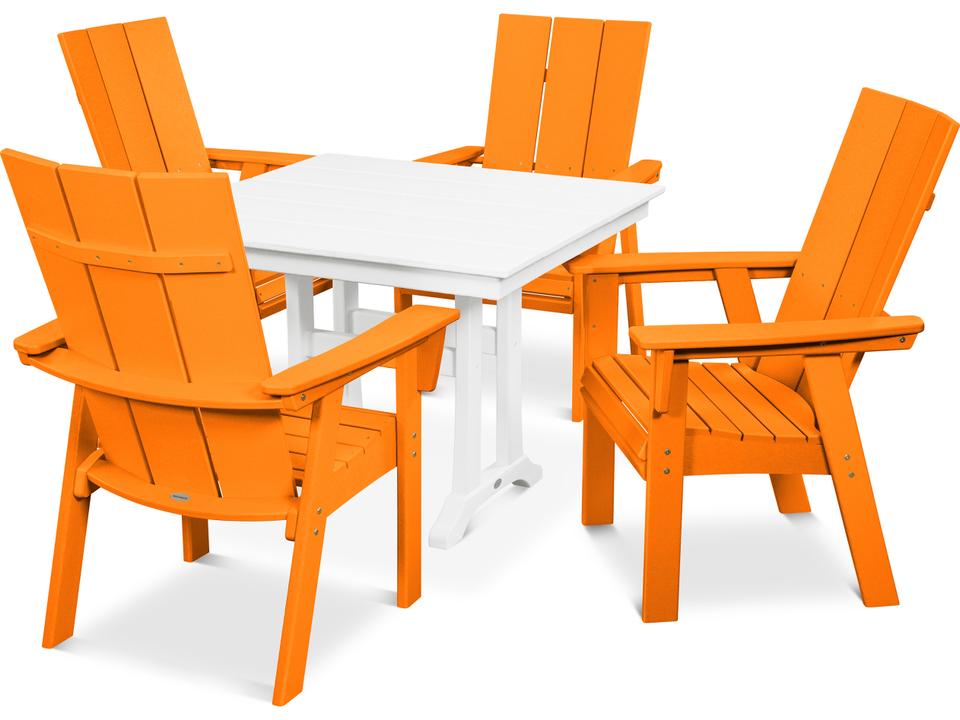 POLYWOOD Modern Adirondack 5-Piece Farmhouse Patio Dining Set