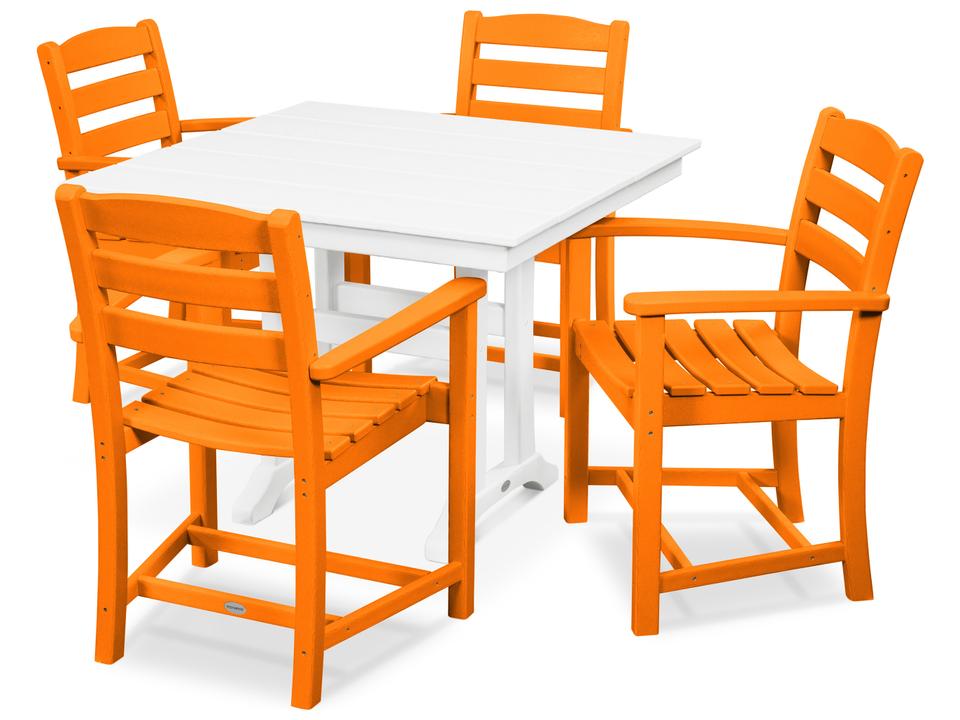 POLYWOOD La Casa 5 Piece Farmhouse Trestle Dining Set