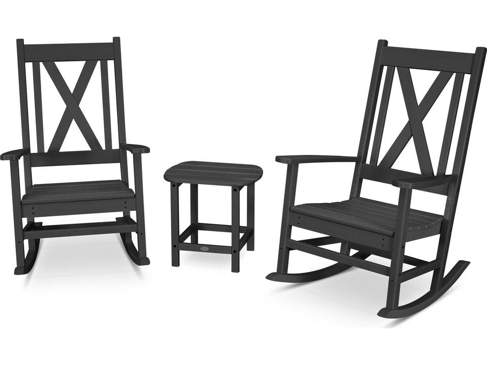 POLYWOOD Braxton 3-Piece All-Weather HDPE Porch Rocking Chair Set