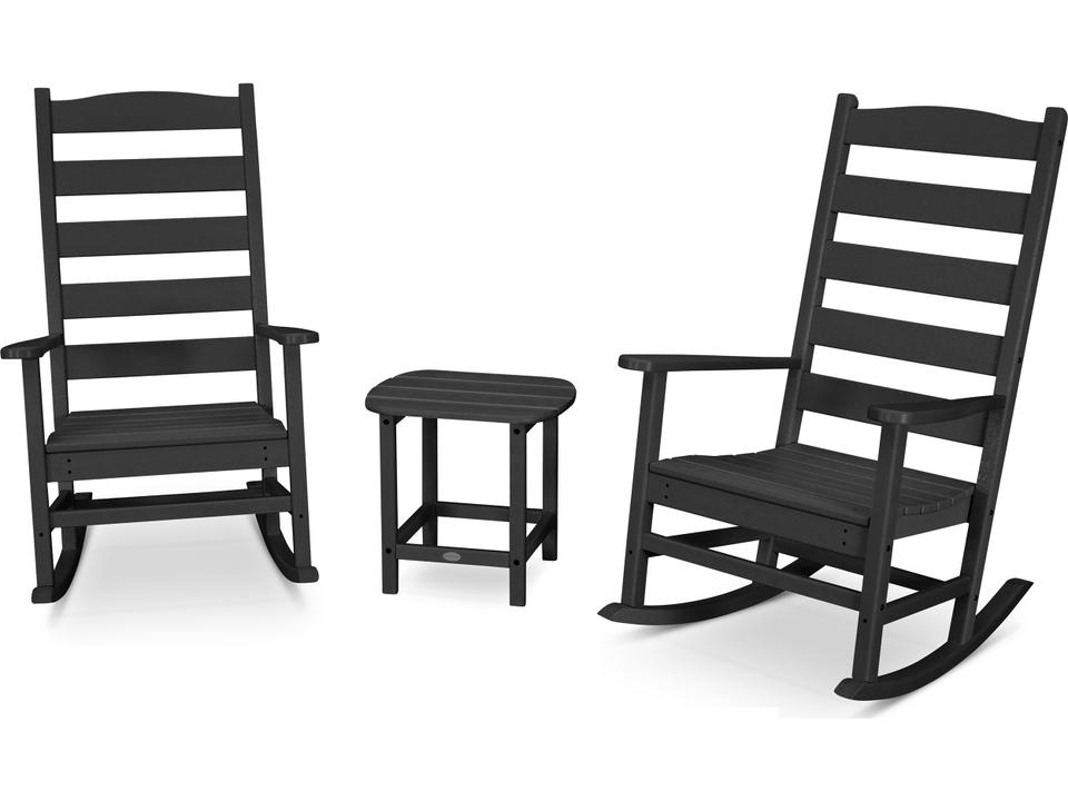 POLYWOOD Shaker 3-Piece All-Weather Porch Rocking Chair Set with Side Table