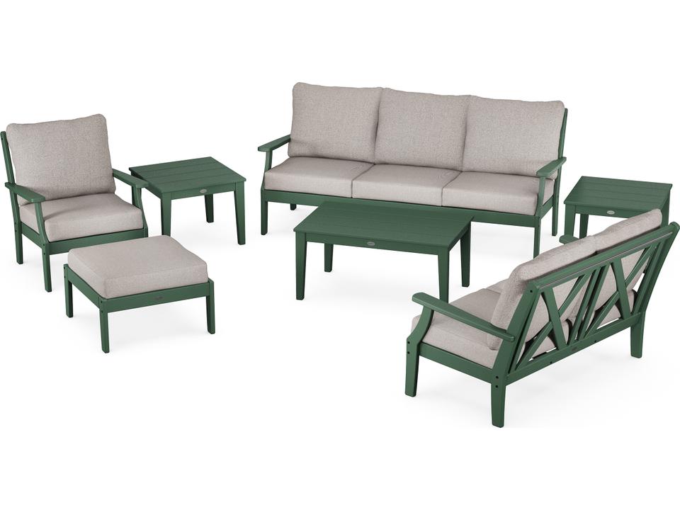POLYWOOD Braxton 7-Piece Deep Seating Outdoor Lounge Set in Recycled Plastic