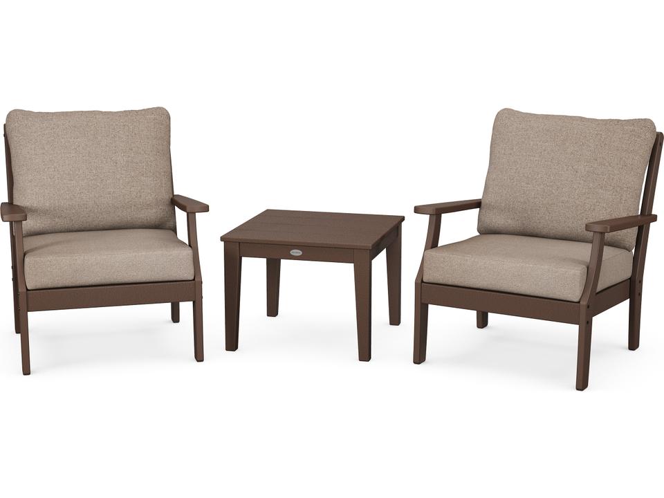 POLYWOOD Braxton 3-Piece Deep Seating Lounge Set with Performance Cushions