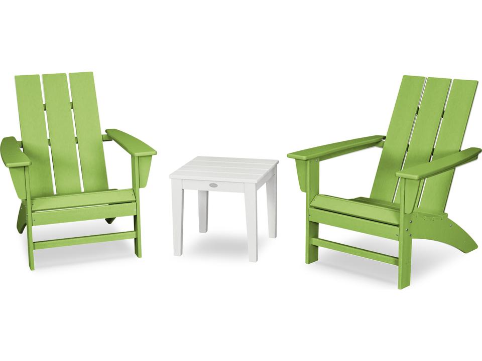 POLYWOOD Modern 3 Piece Recycled Plastic Outdoor Lounge Set