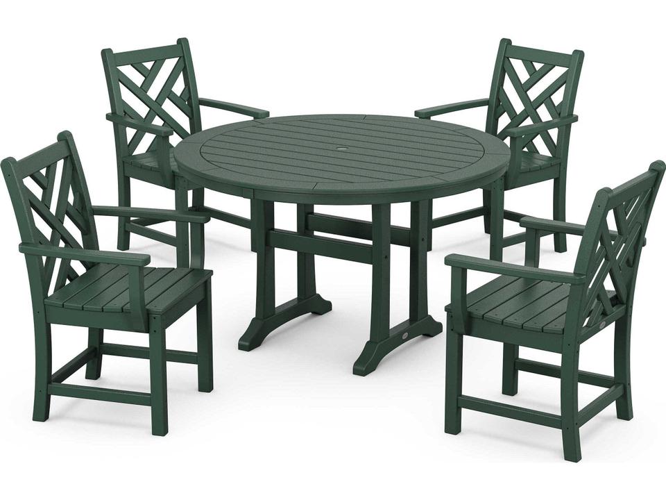 POLYWOOD Chippendale 5 Piece Outdoor Dining Set Recycled Plastic