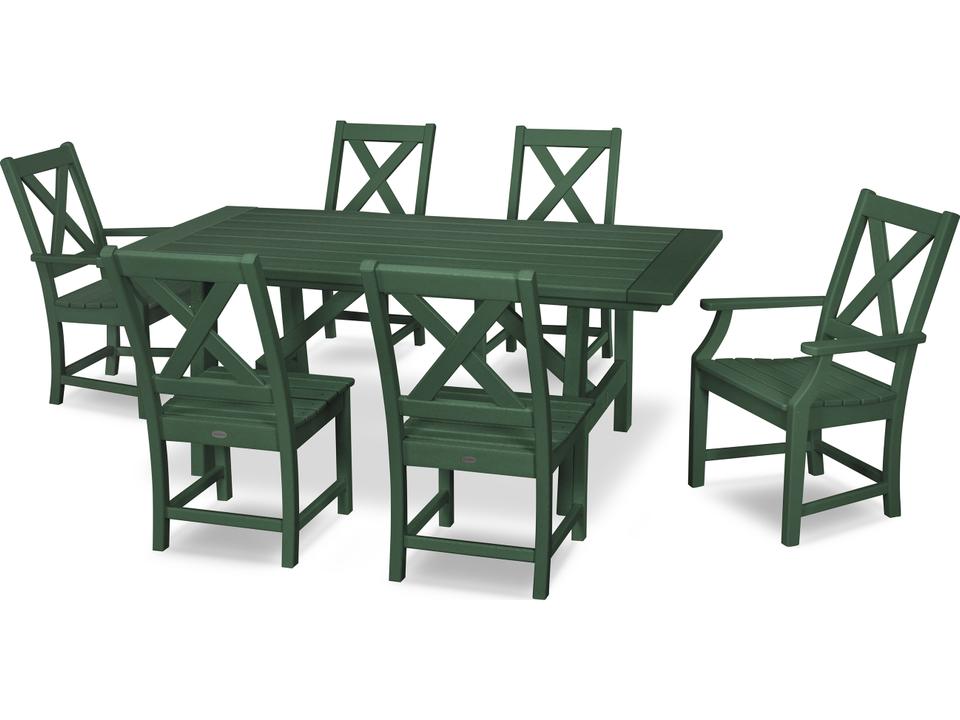 POLYWOOD Braxton Recycled Plastic 7 Piece Outdoor Dining Set
