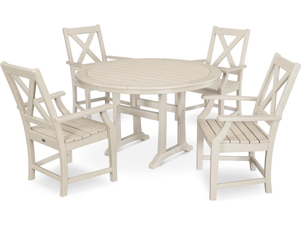 Braxton Recycled Plastic 5 Piece Outdoor Dining Set with Round Table