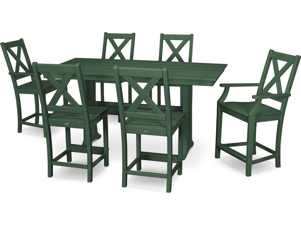 POLYWOOD Braxton Recycled Plastic 7 Piece Outdoor Counter Height Dining Set