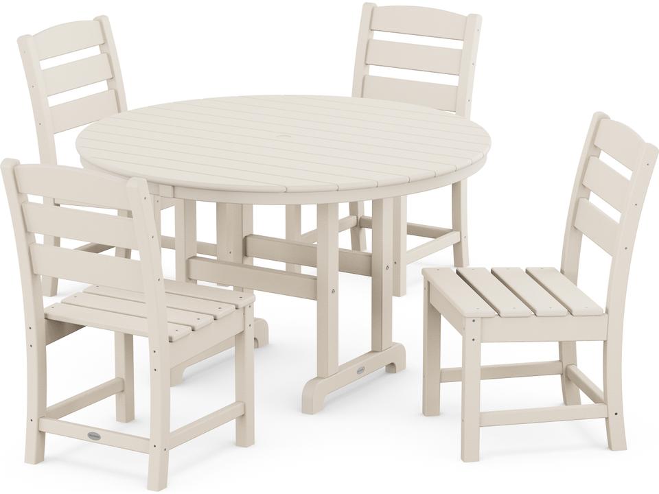 POLYWOOD Lakeside 5-Piece Round Farmhouse Outdoor Dining Set