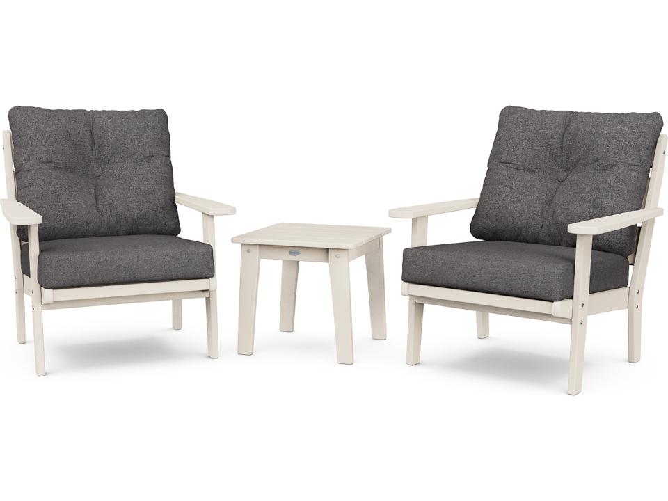 POLYWOOD Lakeside 3-Piece Deep Seating Chair Set with End Table