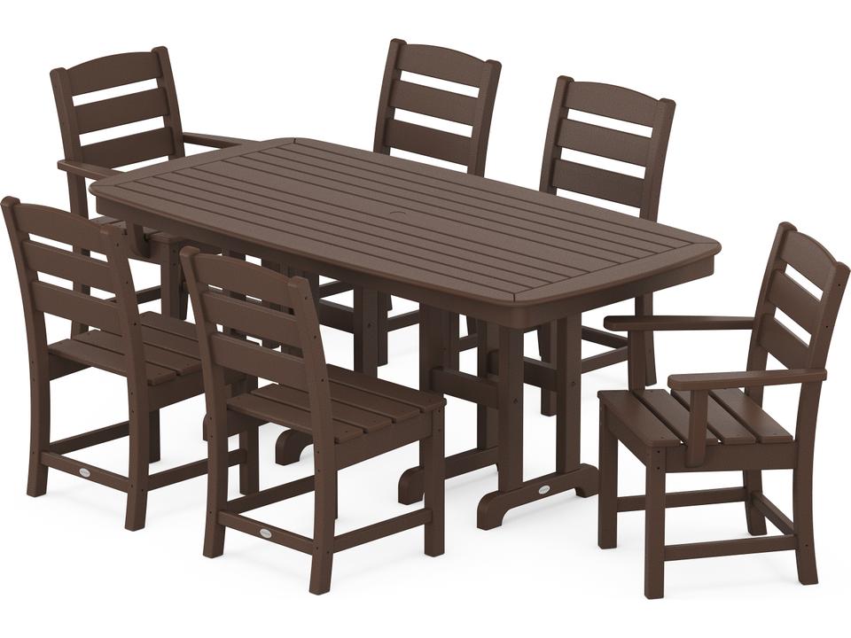 POLYWOOD Lakeside 7-Piece Outdoor Dining Set with Nautical Table in Black