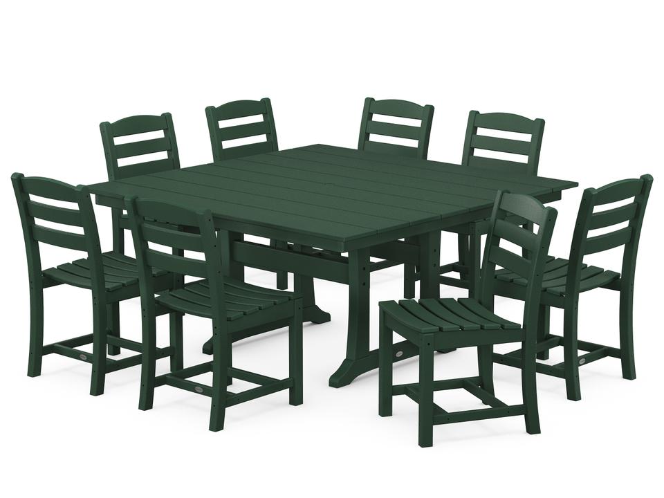POLYWOOD La Casa Cafe 9-Piece Farmhouse Trestle Dining Set