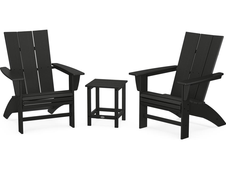 POLYWOOD Modern 3-Piece Curved Adirondack Recycled Plastic Lounge Set