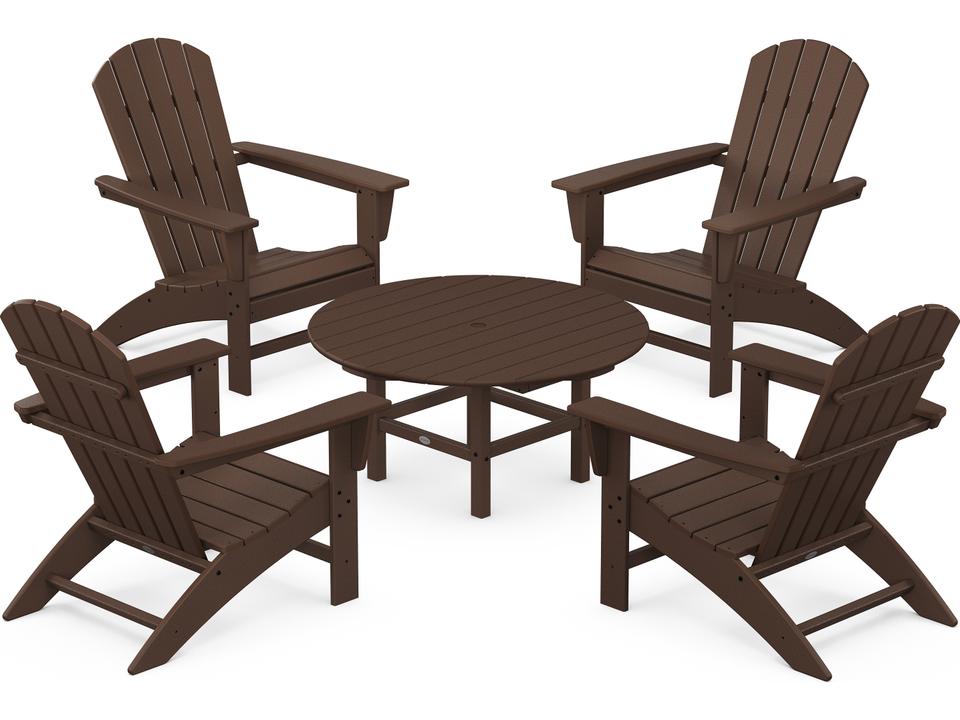 POLYWOOD Nautical Recycled Plastic 5 Piece Adirondack Outdoor Lounge Set