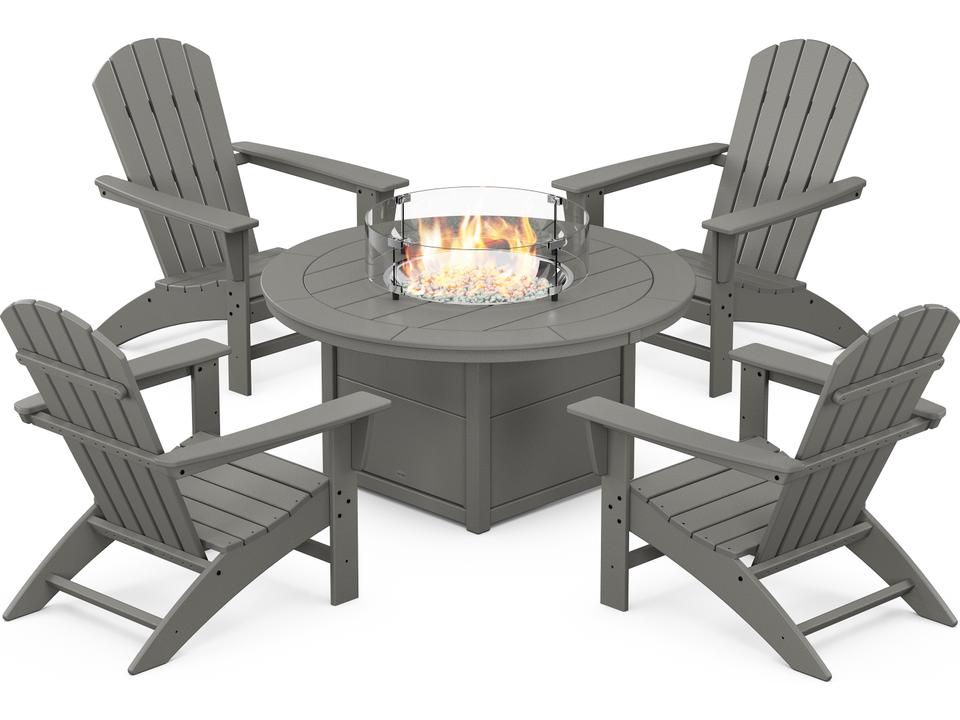 POLYWOOD Nautical 5-Piece Adirondack Fire Pit Lounge Set in Multiple Colors