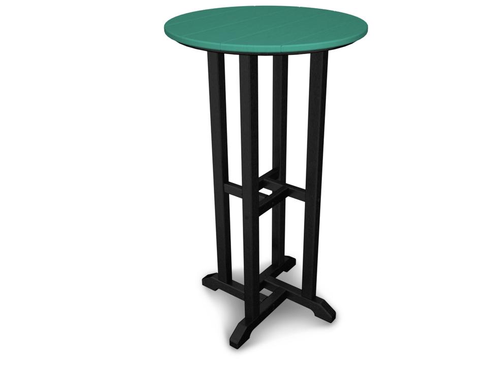 POLYWOOD Contempo 24-Inch Round Bar Height Dining Table in Two-Tone Recycled Plastic