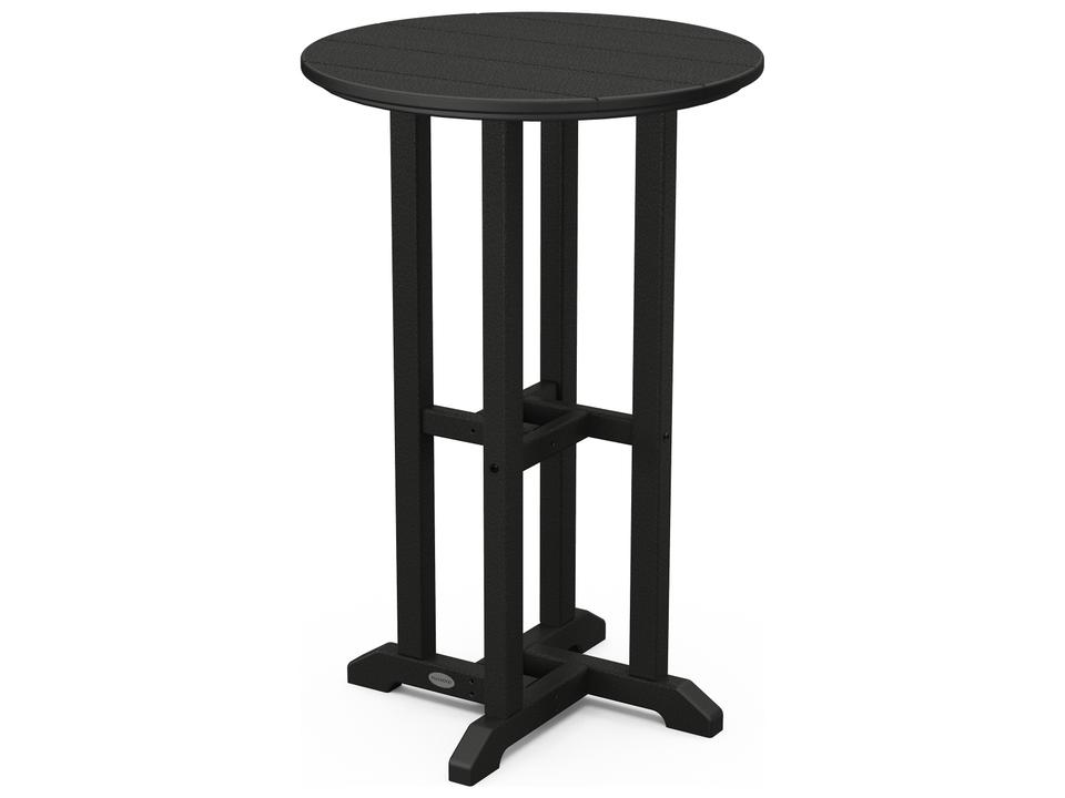 POLYWOOD Traditional 24-Inch Round Farmhouse Counter Bistro Table in Slate Grey