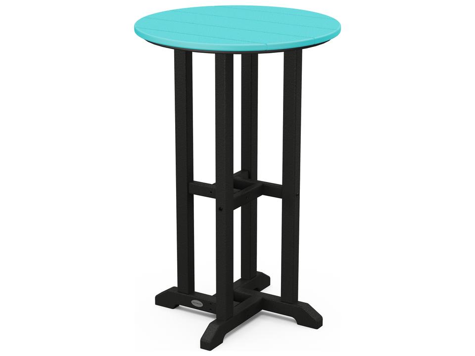 POLYWOOD Contempo 24-Inch Round Dining Table in Two-Tone POLYWOOD Lumber