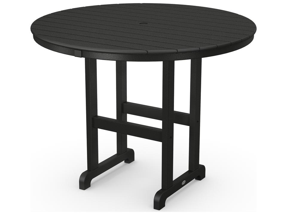 POLYWOOD Farmhouse 48-Inch Round Counter Height Dining Table Recycled HDPE Plastic