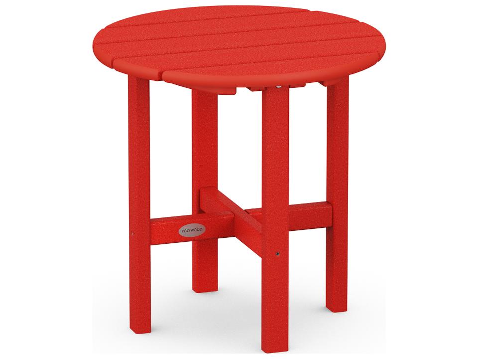 POLYWOOD Round 18-Inch Side Table All-Weather HDPE Plastic