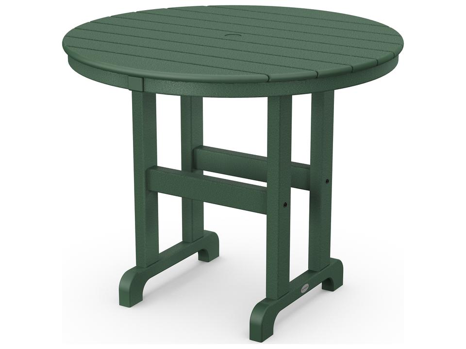 La Casa Cafe 35-Inch Round HDPE Plastic Dining Table with Umbrella Hole